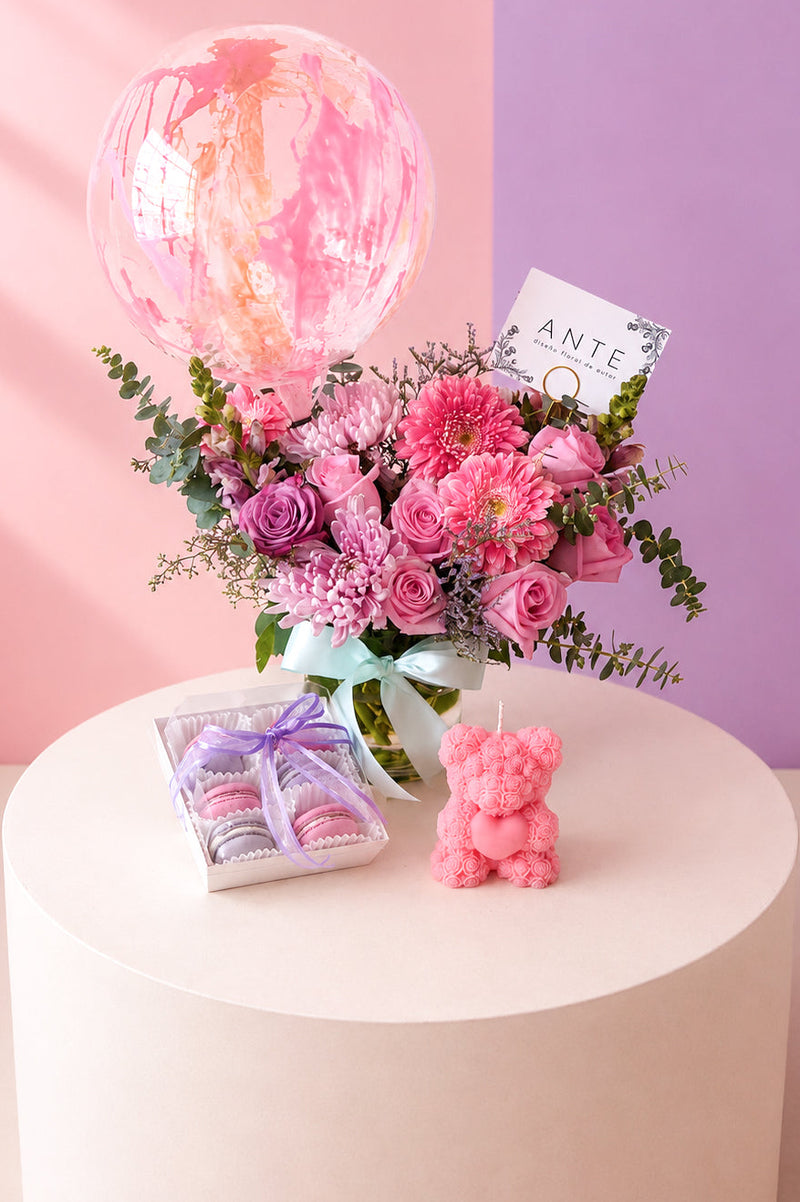 Kit Confeti, Flores, vela de oso y macarrones