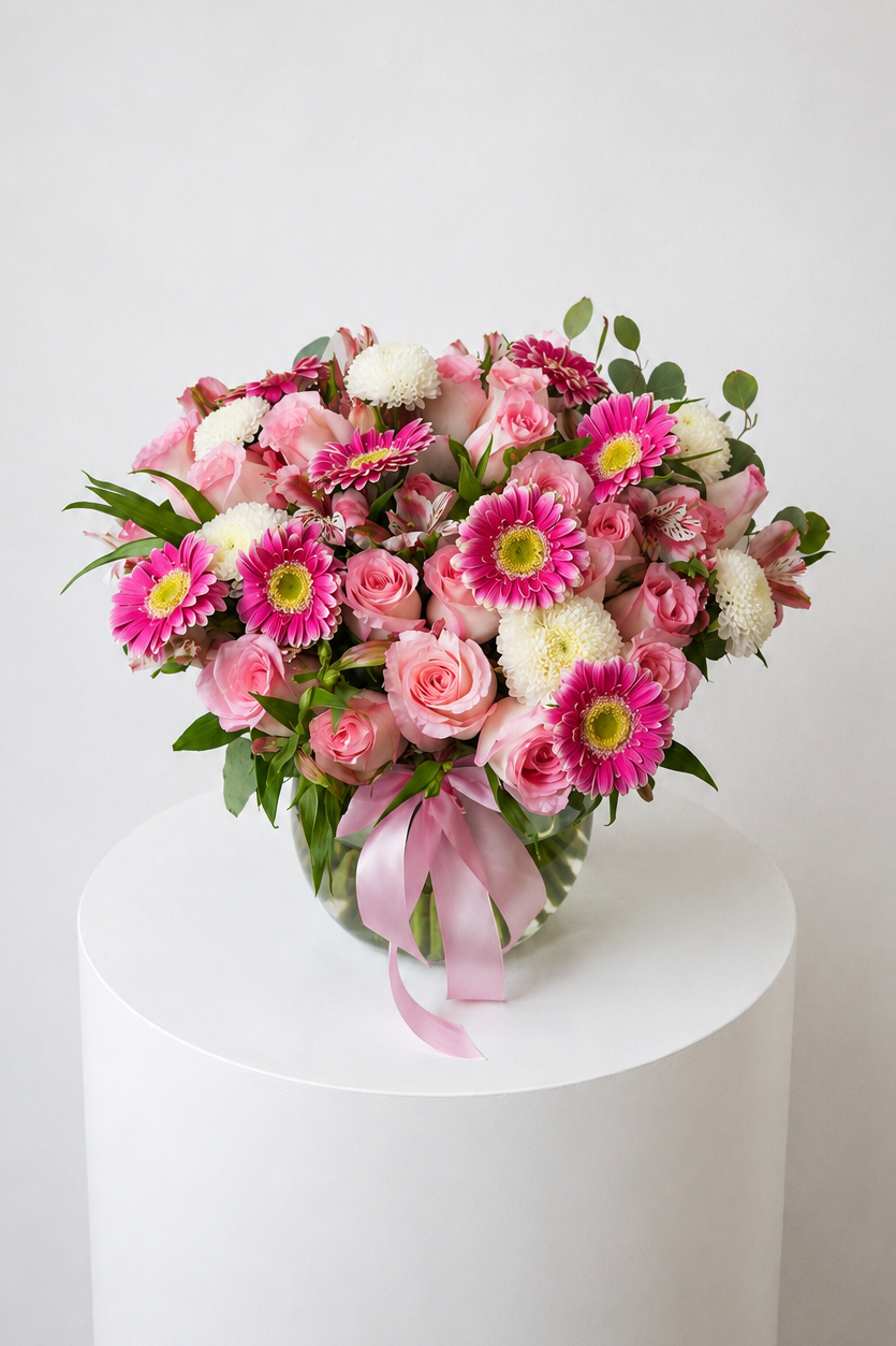 arreglo-nekki-gerbera-fucsia-rosas-florero-pecera-cdmx